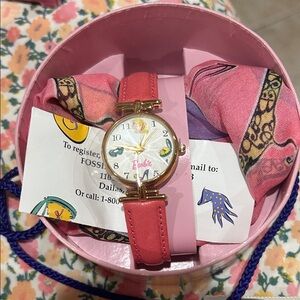 1994 Fossil Pink Watch with Gold Details